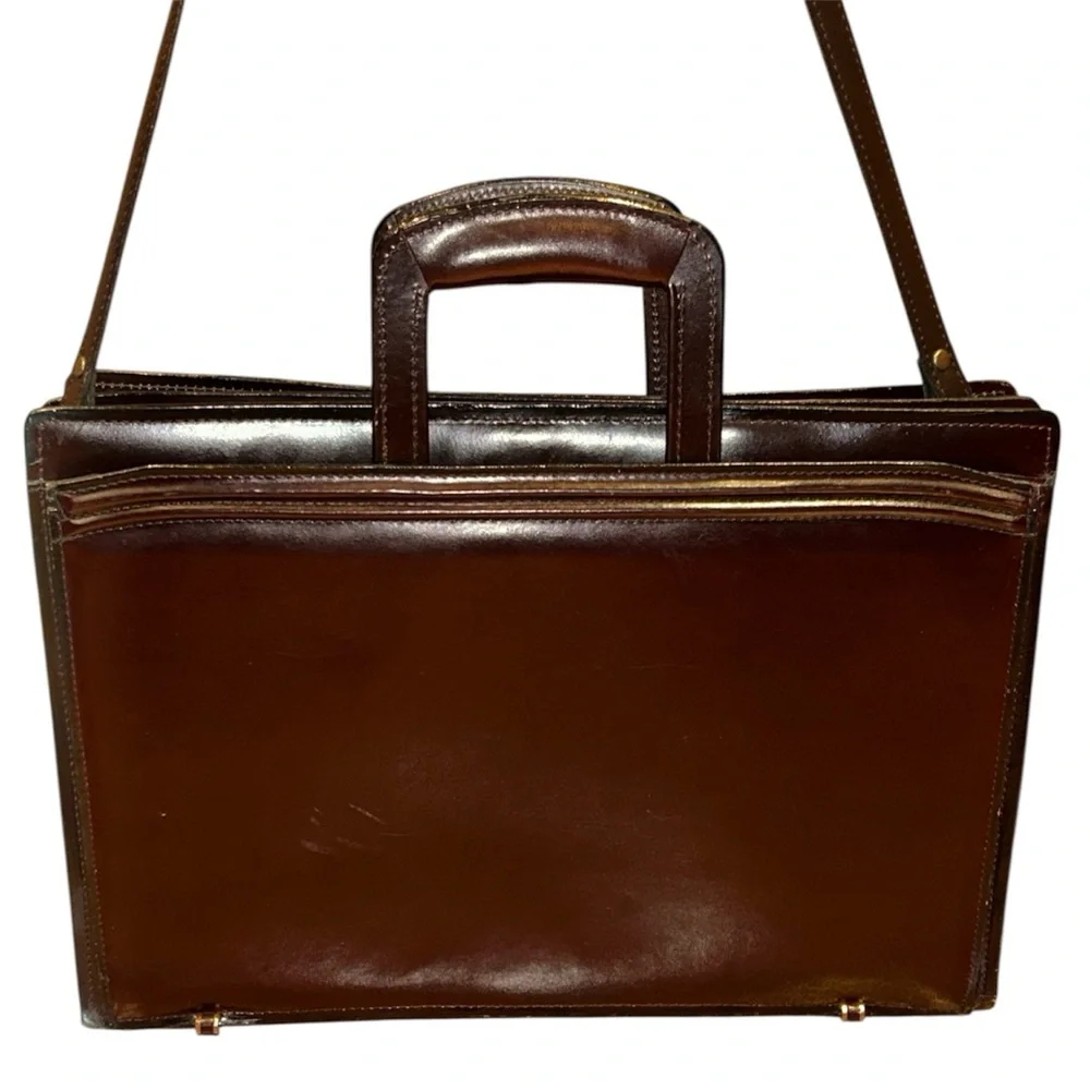 RKS Vintage Attache Briefcase Work Bag Leather Multi Compartments Messenger